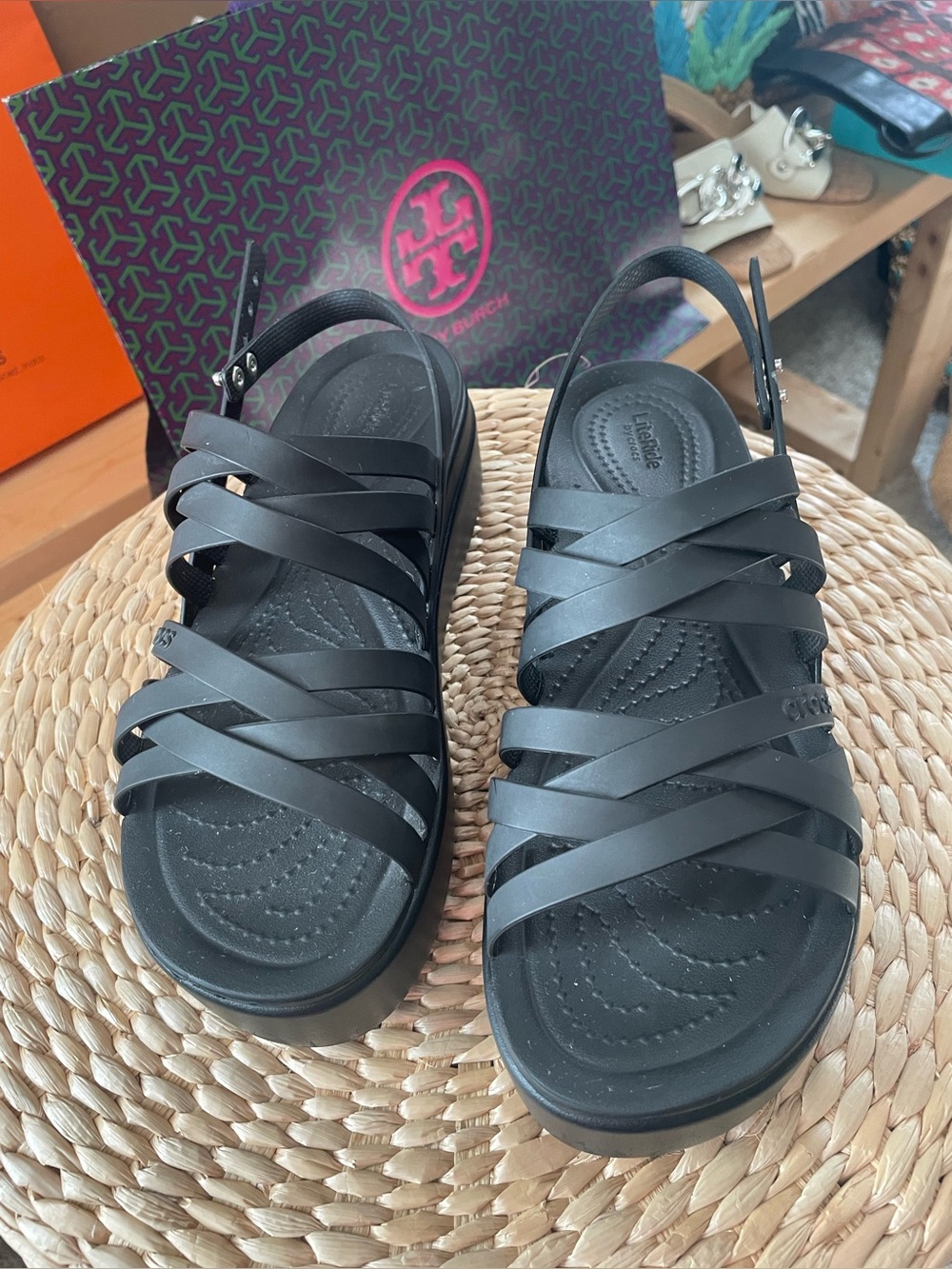 Crocs Brooklyn Strappy Low wedge Sandals in SZ 9 in like new condition - Picture 11 of 11
